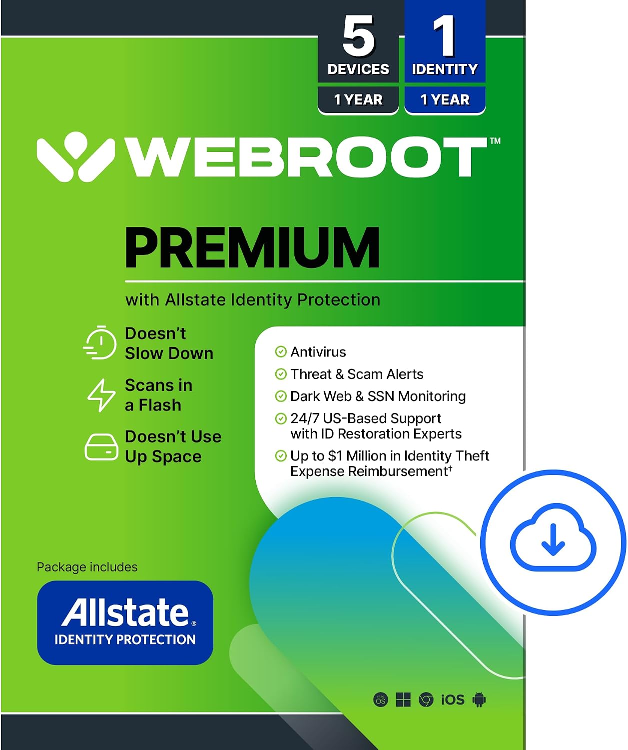 Webroot Premium with Allstate Identity Protection | 5 Devices